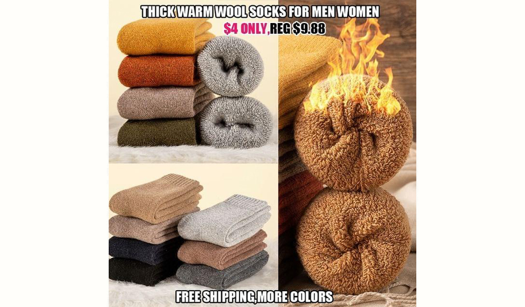 Super Thick Warm Wool Socks For Men Women+Free Shipping