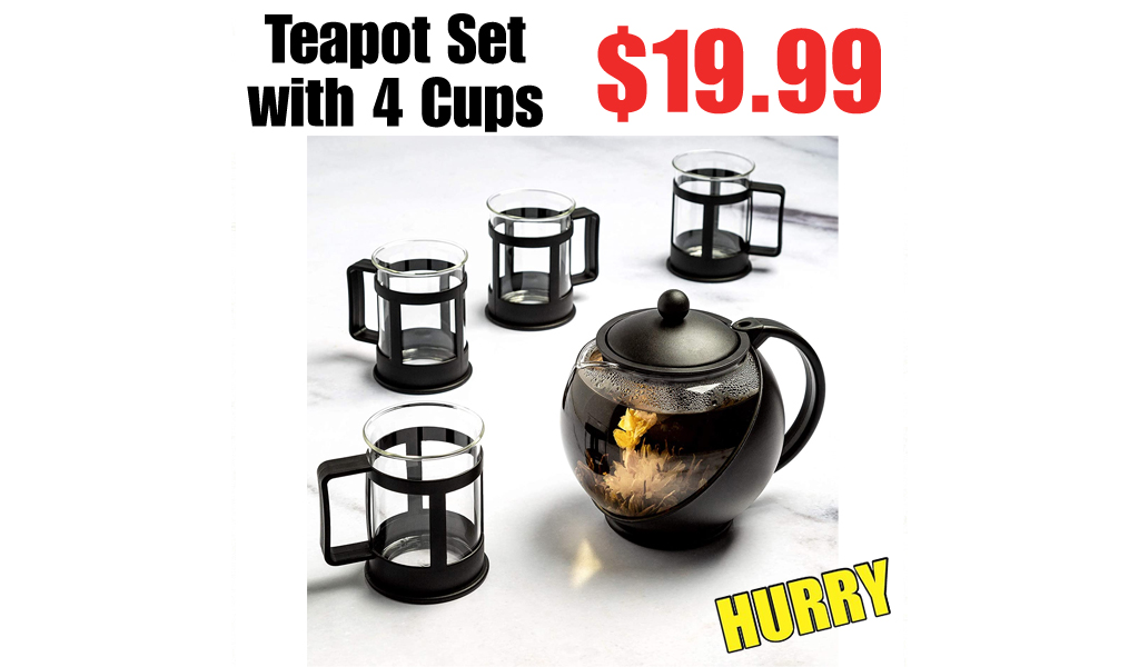 Teapot Set with 4 Tea Cups Only $19.99 Shipped on Amazon