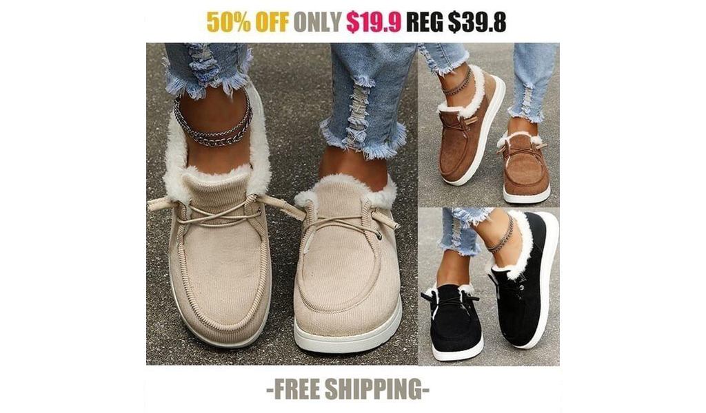 Woman Fleece-Accent Boat Flat Bottom Casual Round Head Loafers+Free Shipping!