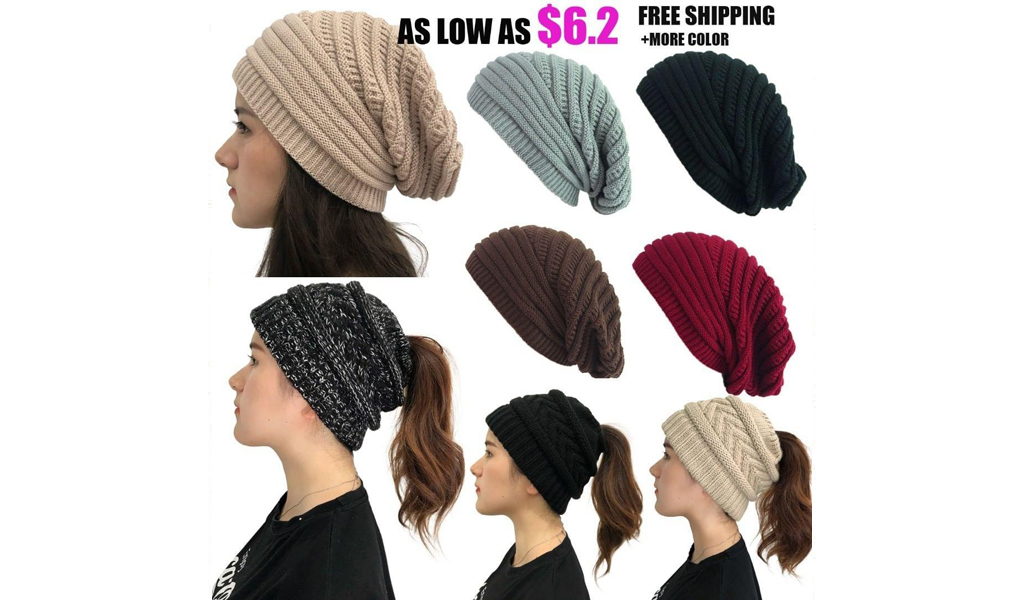 Women Winter Fashion Warm Chunky Soft Cable Knit Womens Beanie Hats+Free Shipping