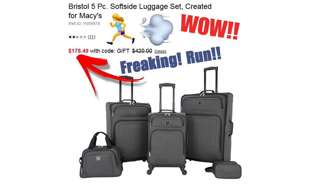 5 Pc. Softside Luggage Set Only $178.49 on Macys.com (Regularly $420)