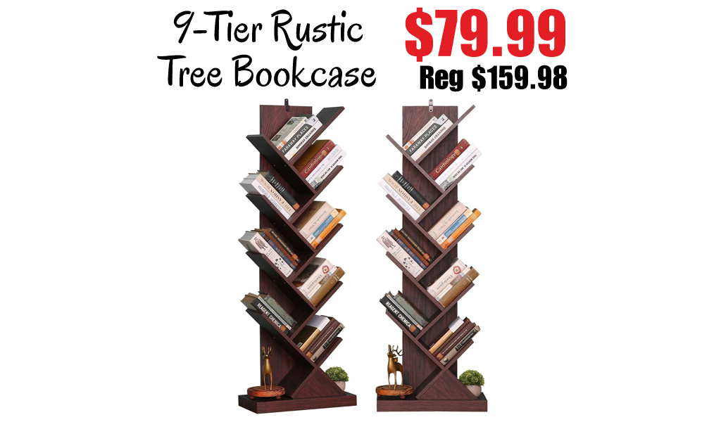 9-Tier Rustic Tree Bookcase Only $79.99 Shipped on Amazon (Regularly $159.98)