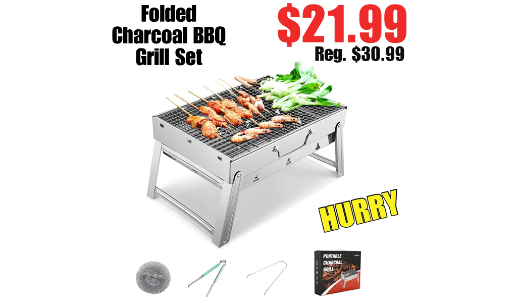 Folded Charcoal BBQ Grill Set Only $21.99 Shipped on Amazon (Regularly $30.99)