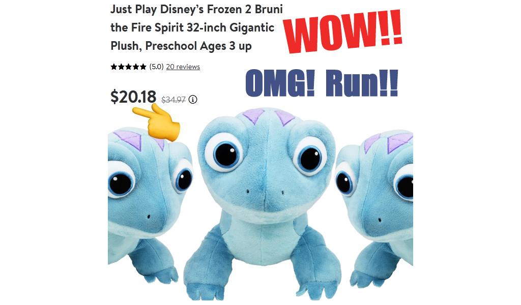 Gigantic Disney’s Frozen 2 Bruni the Fire Spirit Plush Just $20 on Walmart.com (Regularly $35)