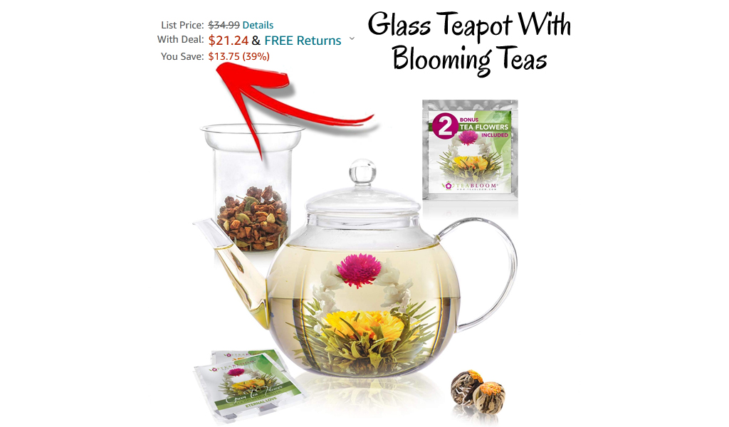 Glass Teapot With Blooming Teas Only $21.24 Shipped on Amazon (Regularly $34.99)
