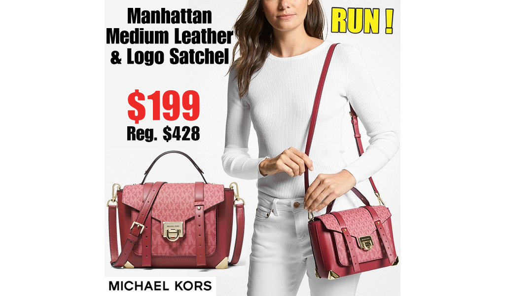 Manhattan Medium Leather and Logo Satchel Only $199 on MichaelKors.com (Regularly $428)