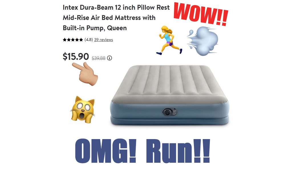 Mid-Rise Air Bed Mattress with Built-in Pump Only $15.90 on Walmart.com (Regularly $39.88)