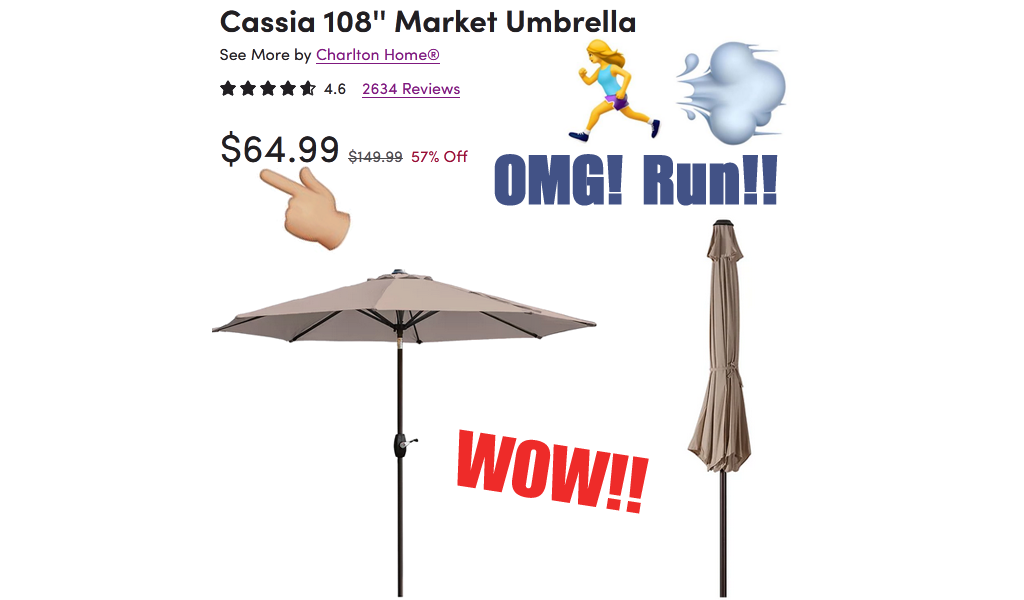 Patio Umbrella Only $64.99 on Wayfair (Regularly $149.99)