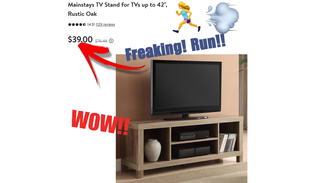 Rustic Oak TV Stand Just $39.00 on Walmart.com (Regularly $76.46)
