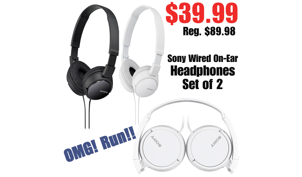 Sony Wired On-Ear Headphones Set of 2 Just $39.99 on qvc.com (Regularly $89.98)