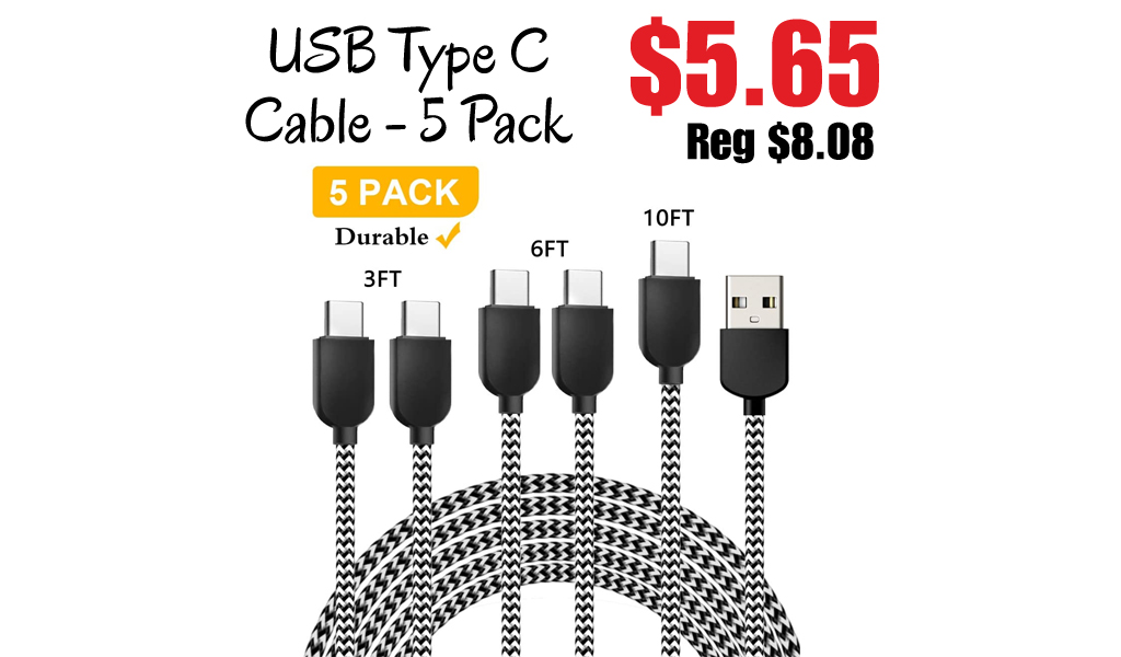 USB Type C Cable - 5 Pack Only $5.65 Shipped on Amazon (Regularly $8.08)