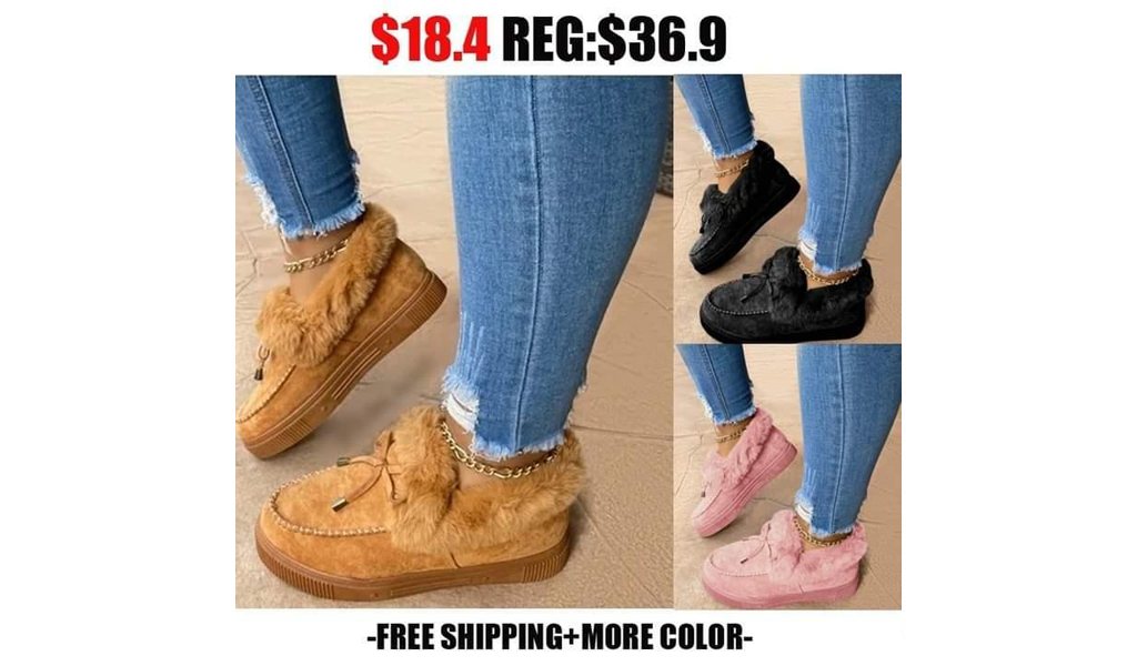 Warm Fluffy Fur Suede Moccasins Flat Bottom Casual Loafers+FREE SHIPPING