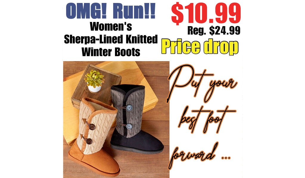 Women's Sherpa-Lined Knitted Winter Boots Just $10.99 Shipped (Regularly $24.99)