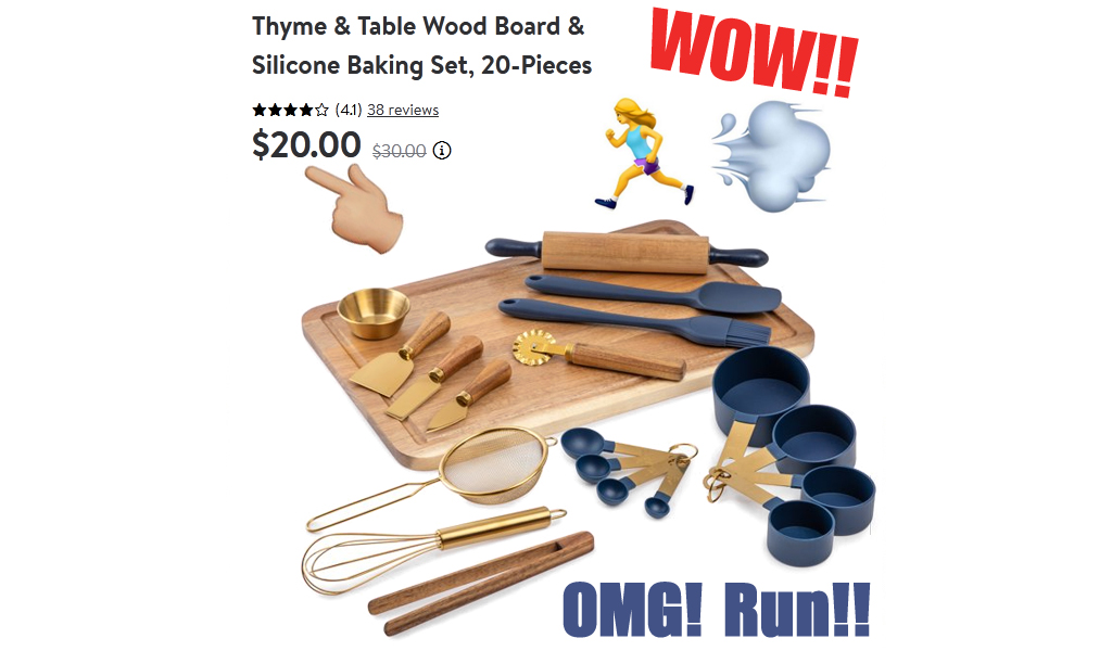 Wood Board & Silicone Baking Set - 20 PCS Only $20.00 on Walmart.com (Regularly $30.00)