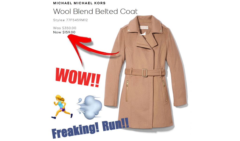Wool Blend Belted Coat Only $159 on MichaelKors.com (Regularly $350)