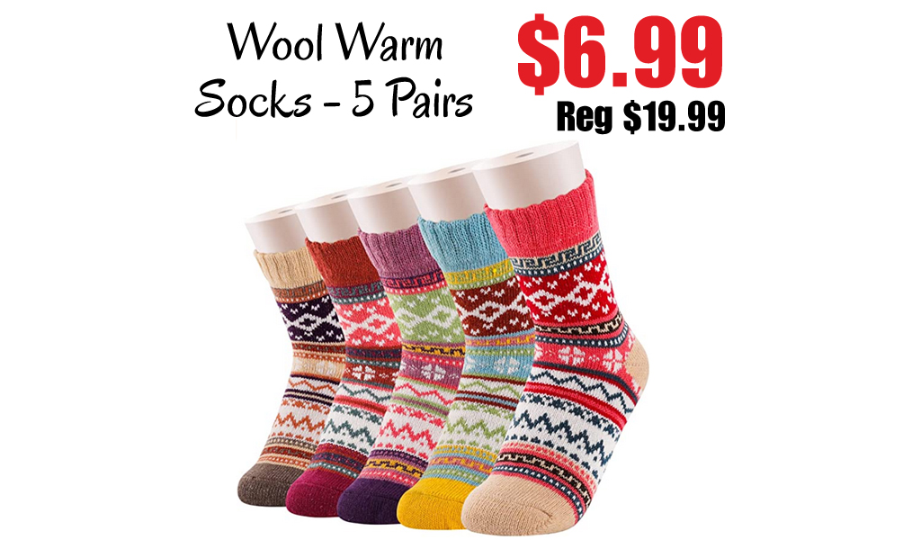 Wool Warm Socks - 5 Pairs Only $6.99 Shipped on Amazon (Regularly $19.99)