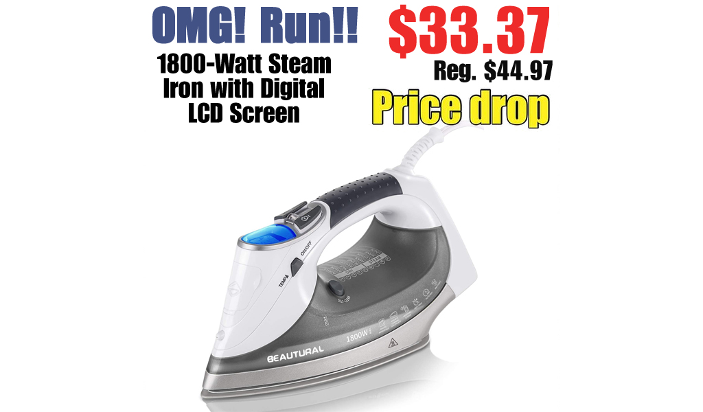 1800-Watt Steam Iron with Digital LCD Screen Only $33.37 Shipped on Amazon (Regularly $44.97)