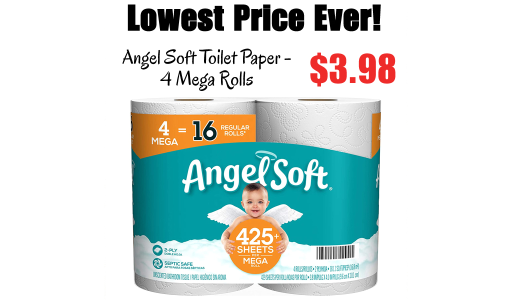 Angel Soft Toilet Paper - 4 Mega Rolls Only $3.98 Shipped on Amazon (Regularly $4.88)