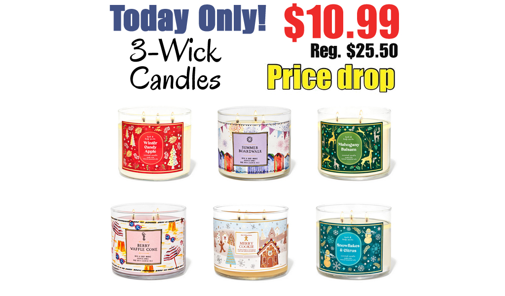Bath & Body Works 3-Wick Candles Only $10.99 (Regularly $26)