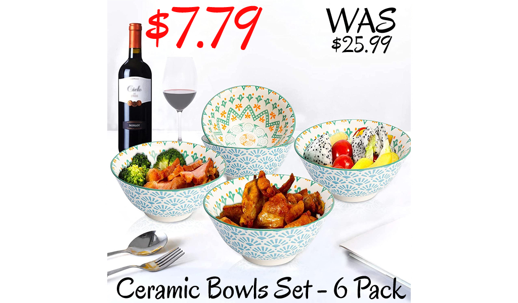 Ceramic Bowls Set - 6 Pack Only $7.79 Shipped on Amazon (Regularly $25.99)