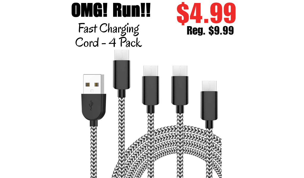 Fast Charging Cord - 4 Pack Only $4.99 Shipped on Amazon (Regularly $9.99)