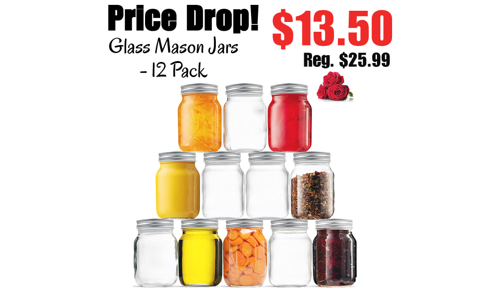 Glass Mason Jars - 12 Pack Only $13.50 Shipped on Amazon (Regularly $25.99)