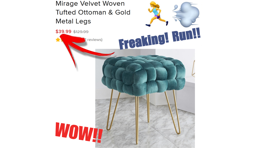 Mirage Velvet Woven Tufted Ottoman Only $39.99 Shipped on Jane.com (Regularly $129.99)