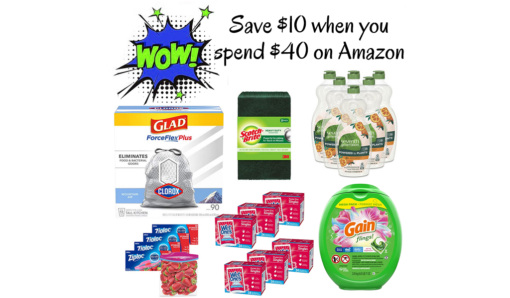 Save $10 when you spend $40 on Household on Amazon