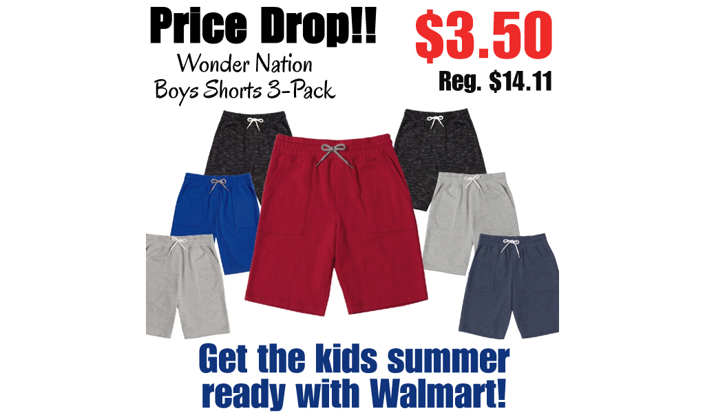 Wonder Nation Boys Shorts 3-Pack Only $3.50 on Walmart.com | Just $1.16 Each