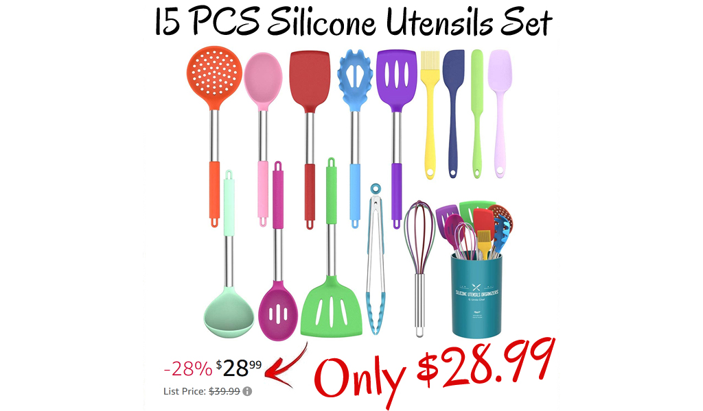 15 PCS Silicone Cooking Kitchen Utensils Set Only $28.99 Shipped on Amazon (Regularly $39.99)