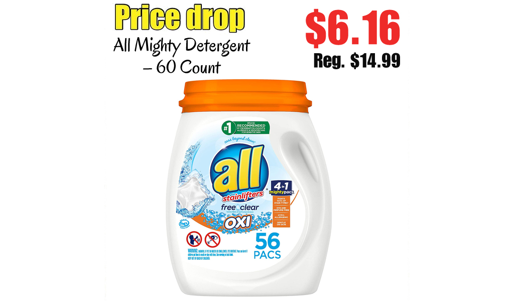 All Mighty Detergent – 60 Count Only $6.16 Shipped on Amazon (Regularly $14.99)