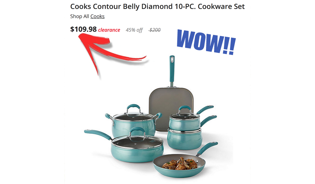 Cooks 10-Piece Diamond Non-Stick Cookware Set Only $109.98 Shipped on JCPenney.com (Regularly $200)