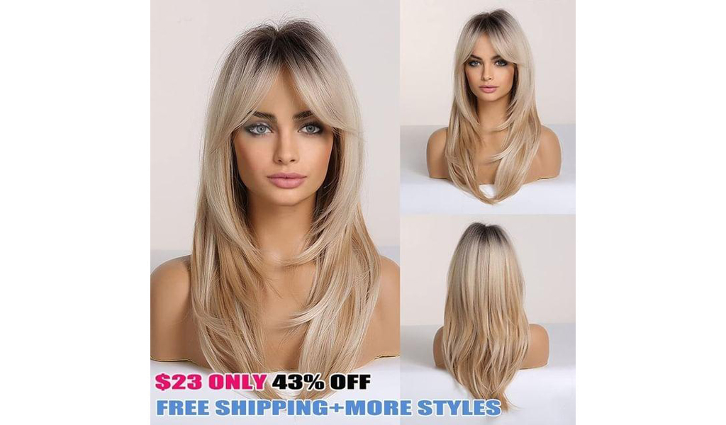 Daily Party Synthetic Medium Long Straight Wavy Wig For Women+FREE SHIPPING