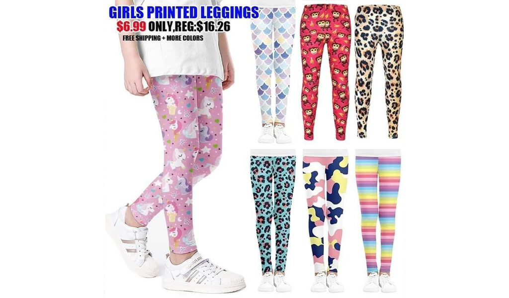 Girls Printed Leggings Yoga Pants Multipack Leggings For Kids+FREE SHIPPING