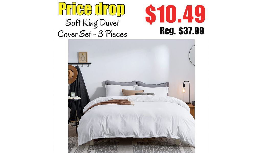 Soft King Duvet Cover Set - 3 Pieces Just $10.49 on Amazon (Regularly $37.99)