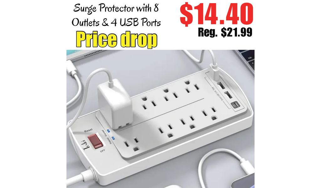 Surge Protector with 8 Outlets and 4 USB Ports Just $14.40 on Amazon (Regularly $21.99)