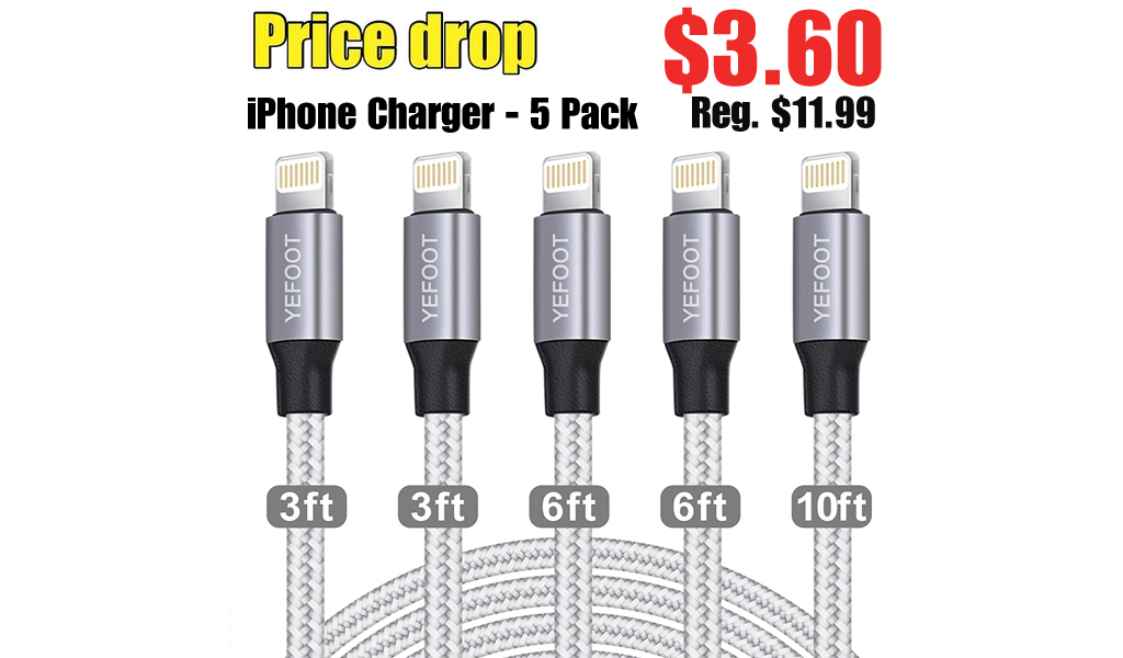 iPhone Charger - 5 Pack Only $3.60 Shipped on Amazon (Regularly $11.99)
