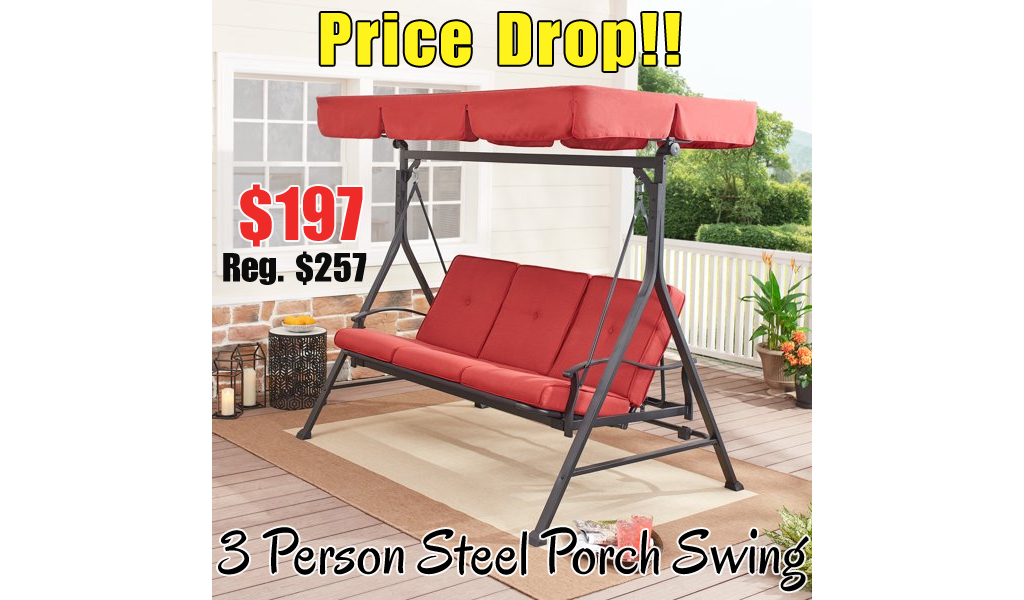 3 Person Steel Porch Swing only $197 on Walmart.com (Regularly $257)