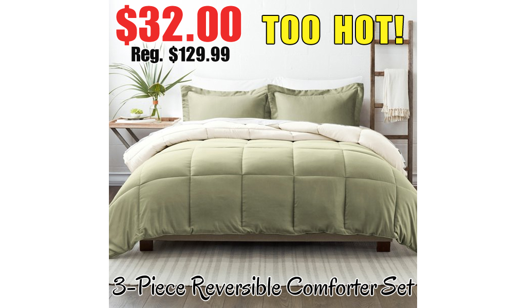 3-Piece Reversible Comforter Set only $32.00 on Walmart.com (Regularly $129.99)