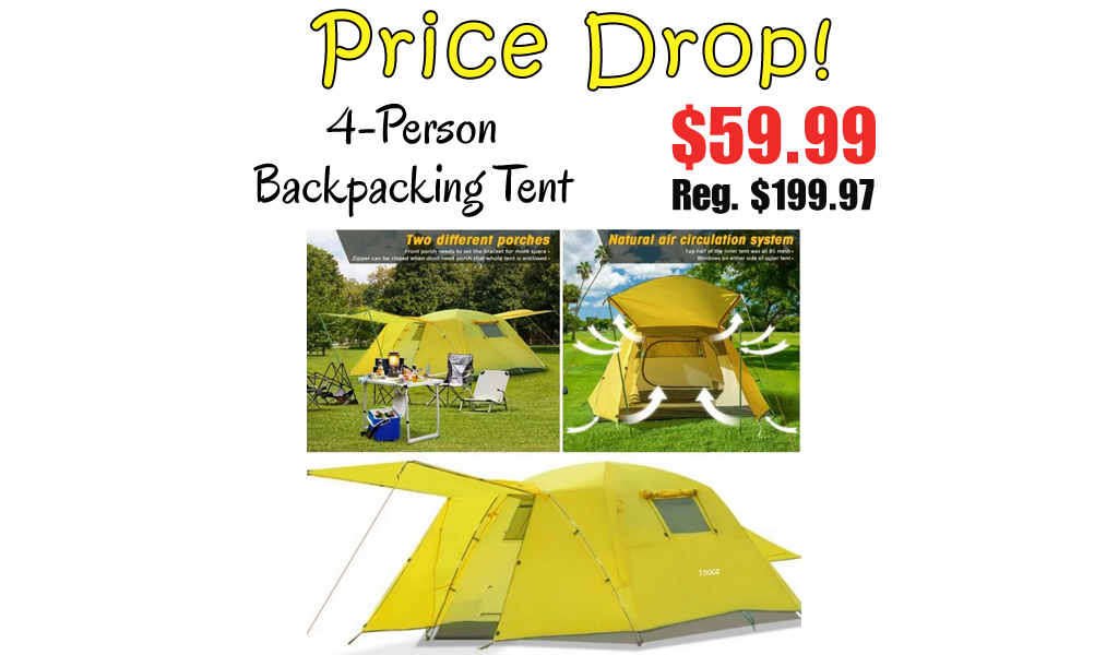 4-Person Backpacking Tent only $59.99 on Walmart.com (Regularly $199.97)