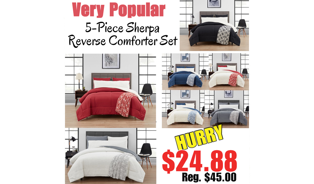 5-Piece Sherpa Reverse Comforter Set $24.88 Shipped on Walmart.com (Regularly $45.00)