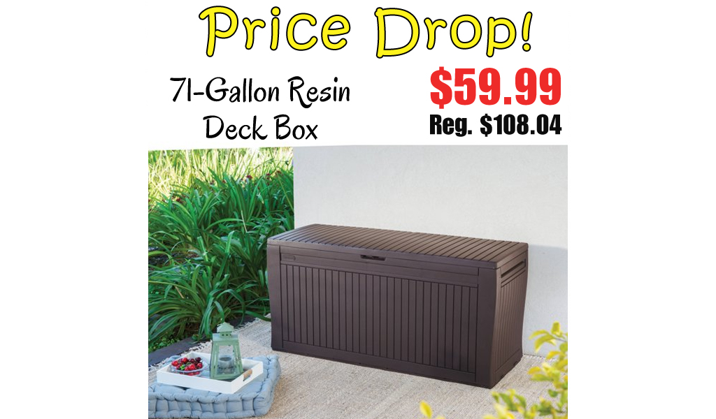 71-Gallon Resin Deck Box only $69.99 on Walmart.com (Regularly $108.04)