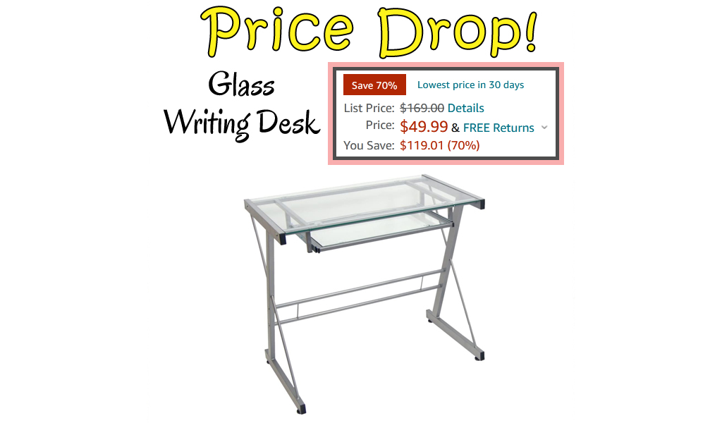 Glass Writing Desk Only $49.99 Shipped on Amazon (Regularly $169)