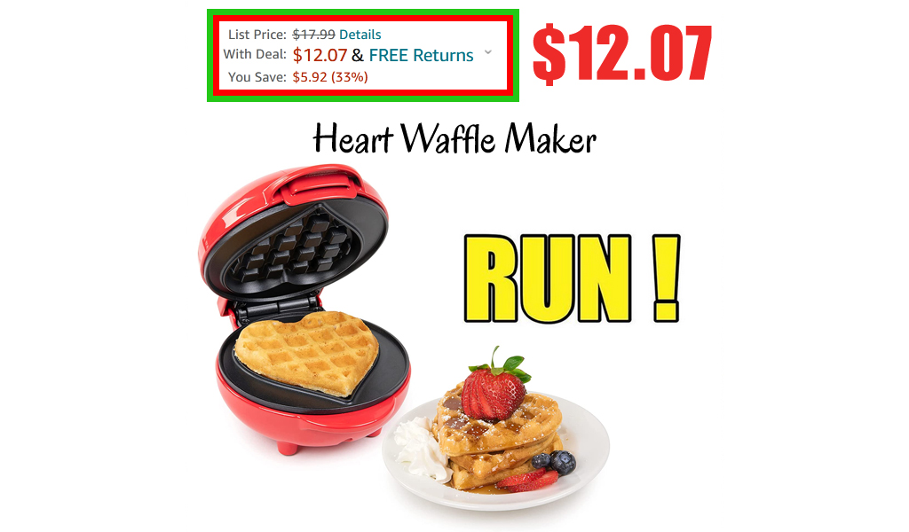 Heart Waffle Maker Only $12.07 Shipped on Amazon (Regularly $17.99)
