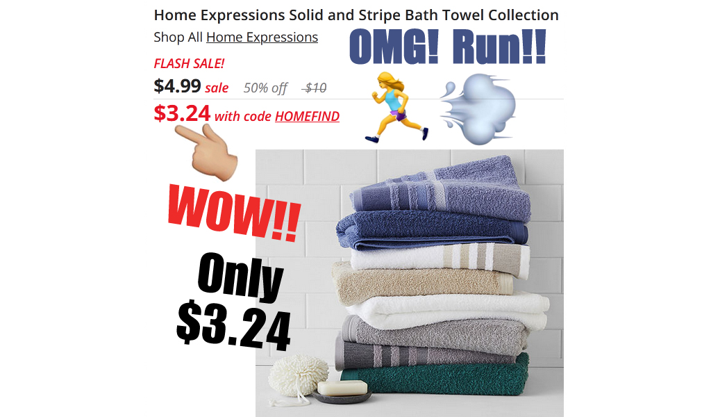 Solid or Stripe Bath Towel Only $3.24 on JCPenney.com (Regularly $10.00)