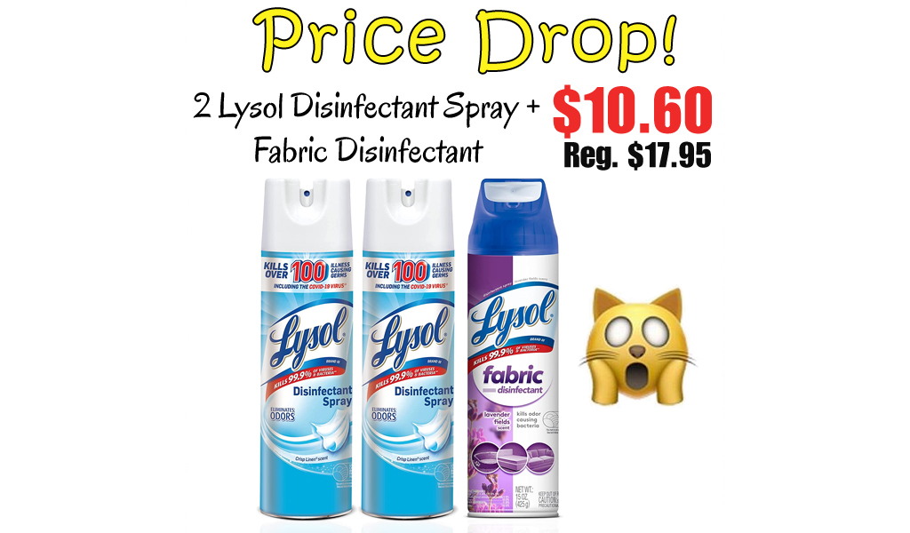 2 Lysol Disinfectant Spray + Fabric Disinfectant Only $10.60 Shipped on Amazon (Regularly $17.95)