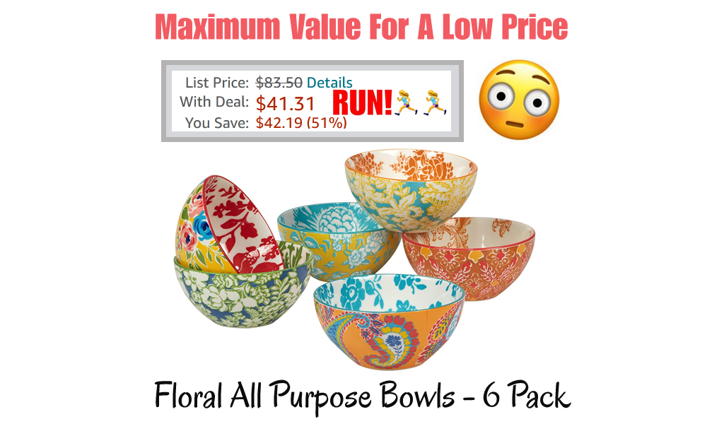 Floral All Purpose Bowls - 6 Pack Only $41.31 Shipped on Amazon (Regularly $83.50)