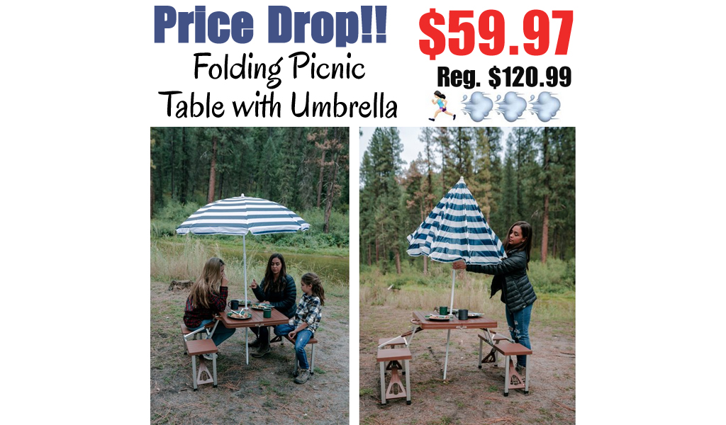 Folding Picnic Table with Umbrella Only $59.97 Shipped on Walmart.com (Regularly $120.99)