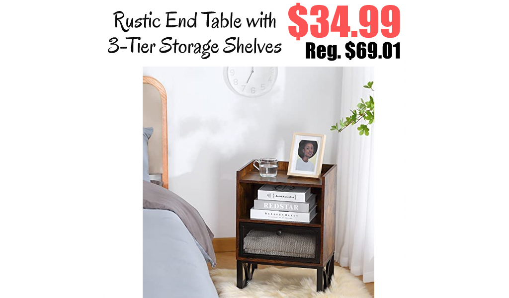 Rustic End Table with 3-Tier Storage Shelves Only $34.99 Shipped on Amazon (Regularly $69.01)
