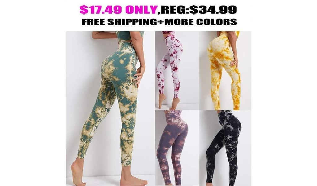 Tie-Dye Printed High Waist Hip Lift Sports Running Yoga Pants+FREE SHIPPING